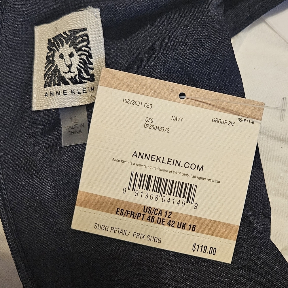 Anne Klein NWT Women's size 12 navy sleeveless dress - Picture 3 of 6